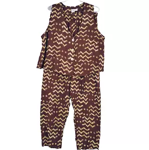 NTCO Nomadic Traders Brown Rayon Outfit Set Vest Pants Women Size Medium - Picture 1 of 15