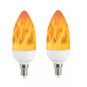 2X Led Flame Bulb E12 Candelabra 3 Watt 3 Mode LED Chandelier Bulb Warm White - Picture 1 of 11