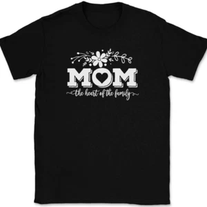 Mom The Heart of The Family T-Shirt Funny Mothers Day Parenting Gift Tee - Picture 1 of 10