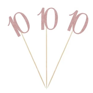 Rose Gold 10th Glitter Birthday Centerpiece Sticks 12-Pack Number 10 Table To... - Picture 1 of 2