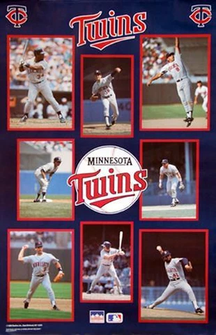 Rare MINNESOTA TWINS 1989 Team 22x34 POSTER Viola, Hrbek, Gaetti, Kirby Puckett Cover