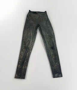 Spanx by Sara Blakely Leggings Women's Size M Black & Gold Sparkly Soft Velvet - Picture 1 of 6