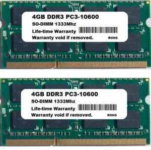 8GB KIT 2 x 4GB Dell Inspiron N5010 N5030 N5110 N7110 Q15R Q17R Ram Memory - Picture 1 of 2