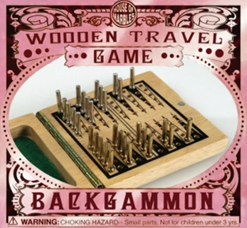 HOUSE OF MARBLES - MINI WOODEN TRAVEL GAME - BACKGAMMON - NEW - Image 1 of 2