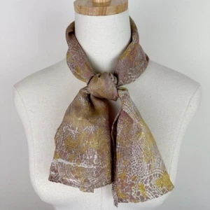 Silk Pink and Yellow Printed Scarf - Picture 1 of 8