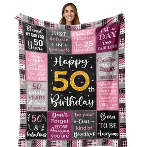 50th Birthday Gifts for Women 50th Birthday Gift Blanket 50"X60" 50 Year Old ... - Picture 1 of 7