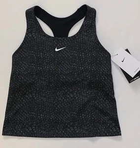 NWT Nike Dri-FIT Training Tank Sports Bra Girl's Large Black Alligator Print - Picture 1 of 4