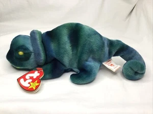 TY Beanie Baby Original October 14 1997 Rainbow Blue Tie Dye Iguana - Picture 1 of 10