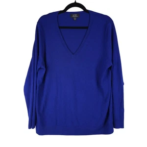 Suéter Lord Taylor 100% Lana Merino Manga Larga Talla Grande 1X Azul Cuello en V Lujo - Imagen 1 de 6