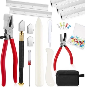 58 Pcs Stained Glass Supplies Cutter Kit Including 8 Layout Block System 2...  - Picture 1 of 7