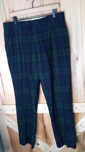 Lauren Ralph Lauren Verde Cuadros Ajustado Tartán Pantalón Lana Pantalones Para Hombre 34x32 - Imagen 1 de 5
