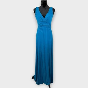 Maxi Vestido Tejido Jersey Coco EE. UU. Talla M Azul Teal Corpiño Reunido Elástico Fluido - Imagen 1 de 7