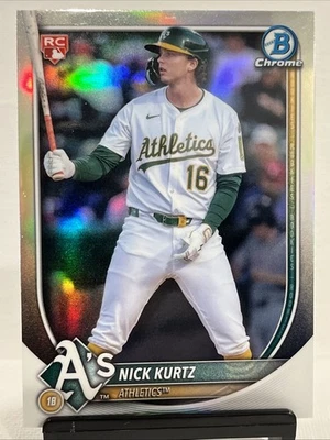 2025 Bowman Chrome Nick Kurtz Red RC Variation #93 Athletics - Image 1 of 2