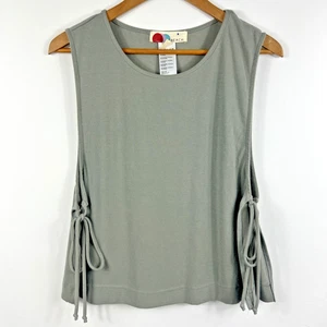 Free People Strand Baumwolle ärmelloses Top XL seitlich zum Binden grau Training sportlich - Bild 1 von 8