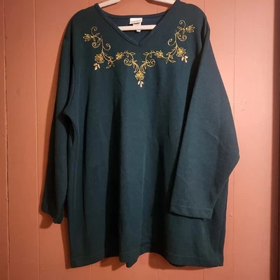 Vtg Bobbie Brooks Women's Sz 26/28 Dressy Green Tunic Top w/Gold Accents - Image 1 of 4