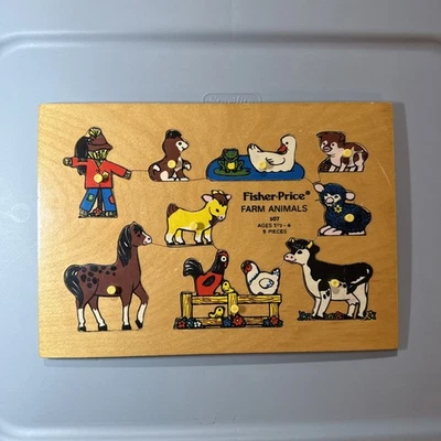 Vintage 1973 Fisher Price ‘Farm Animals’ Wooden Puzzle 507 - 9 Pieces Ages 2-5 - Image 1 of 2