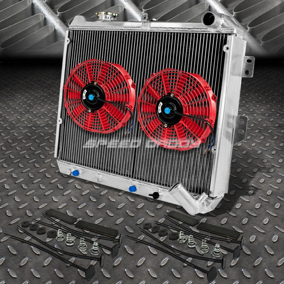 3-ROW ALUMINUM RADIATOR+2X 10"FAN RED FOR 83-85 RX-7/RX7 FB/SA GSL-SE RE-EGI — 第 1/4 张图片