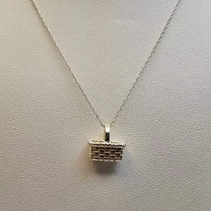 BCB Sterling Silver Picnic Basket Charm w/ 18" Sterling Silver Necklace  - Picture 1 of 20