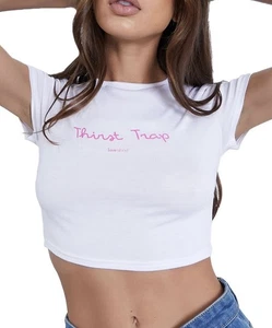 Job Lot Love Island Crop Top’s Size 10 White / Pink By I Saw It First - Genuine - Picture 1 of 4