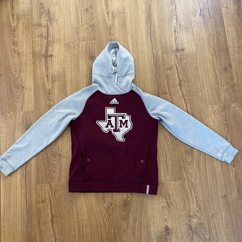 ADIDAS Texas A&M Aggies Hoodie Adult Size SMALL Maroon/Gray ClimaWarm Cover