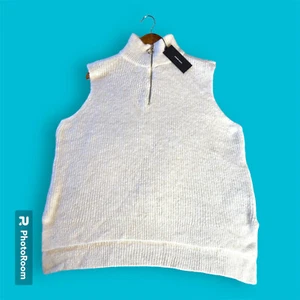 NWT Vero Moda Women's XXL Cream Ribbed High Neck 1/4 Zip Sleeveless Sweater Vest - Picture 1 of 12