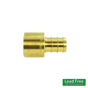 1/2" Female Sweat x 1/2" PEX Brass Crimp Adaptor Cinch Fitting Lead Free - Picture 1 of 3