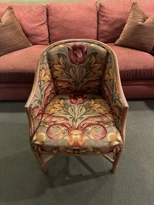 Silla de juego tapizada de bambú y caña McGuire individual respaldo lata requiere reparación Foto 1 de 4