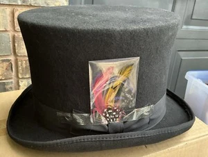 Jaxon Hats Victorian Wool Felt Top Hat 7 1/2 Black - Picture 1 of 7