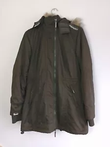 Superdry Microfibre Windparka Khaki Green Hooded Parka Jacket Coat - Women's XL - Picture 1 of 16