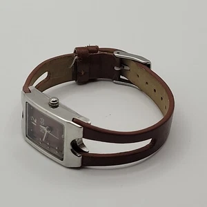 Vintage Mudd Quartz Damenuhr 1605 Choc braun & silberfarben, Sekunde, neue Batterie - Bild 1 von 12