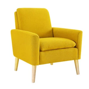 Single Sofa Soft Modern Accent Fabric ArmChair Upholstered Arm Chair Living Room - Picture 1 of 25