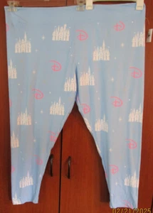 New Disney Parks WDW Full Length Leggings Blue Castle XL Poly Elastane W 35 I 28 - Picture 1 of 5