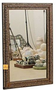 Antique Look Mother Of Pearl Inlay White And Brown Color Mirror Frame  - Picture 1 of 6