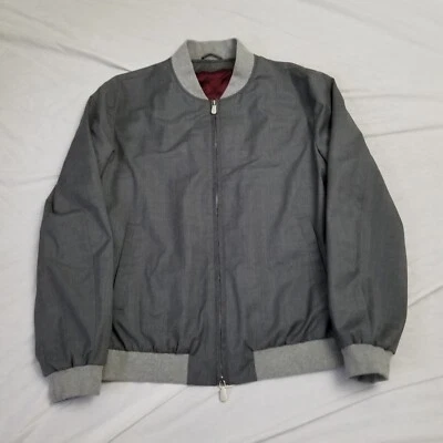Eleventy Bomber Jacket Mens XL Gray Wool Windbreaker Lined Full Zip Aviator - Image 1 of 4