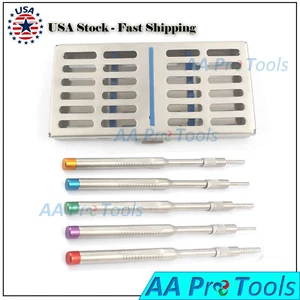 5 Sinus Lift Osteotomes Kit Off Set Straight With Sterilization Mesh Cassette - Picture 1 of 3