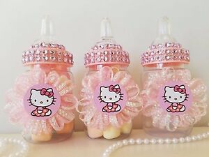 12 Hello Kitty Fillable Bottles Favors Prizes Games Baby Shower Girl Decorations