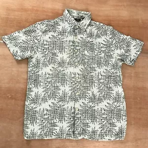 Camicia uomo Tasso Elba taglia media nero bianco floreale seta rayon tascabile con bottoni - Foto 1 di 12