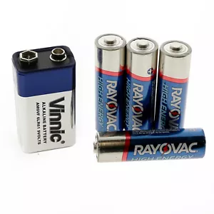 9V Alkaline & 4 AA Alkaline Battery Combo Great for RC CARS/TRUCKS, TV REMOTES - Picture 1 of 2