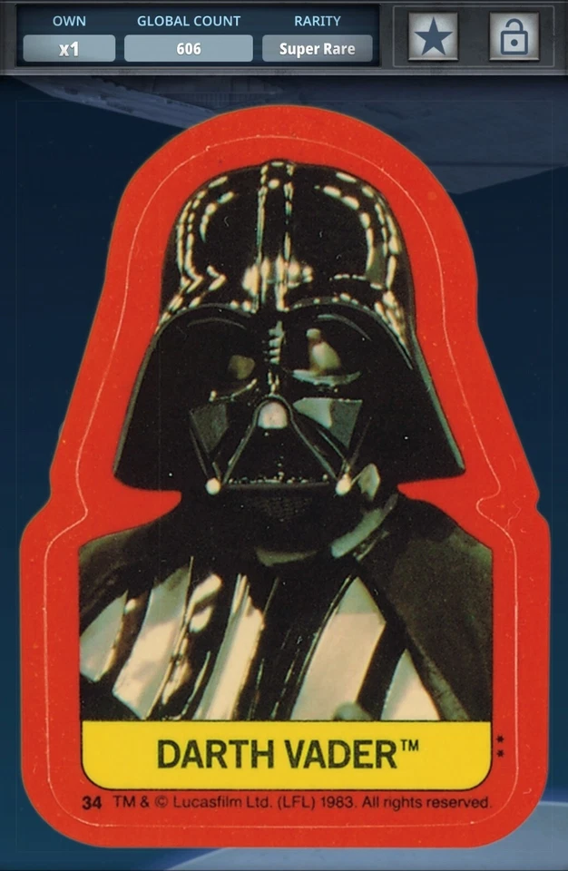 Star Wars Card Trader Return of the Jedi Classic Die Cut Sticker Vader Digital  - Image 1 of 1