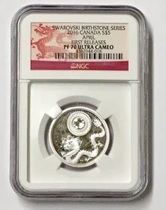 2016 Swarovski Birthstone Series Canada S$5 April F/R PF 70 Ultra Cameo - Picture 1 of 2