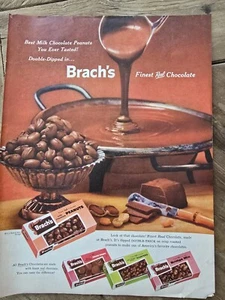 Brach's Milk 1956 chocolate cacahuetes caramelo doble inmersión anuncio de colección - Imagen 1 de 1