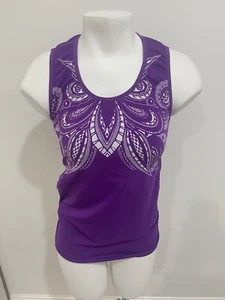 Athleta women's berry/white floral print stretch tank top Sz Medium - Picture 1 of 5
