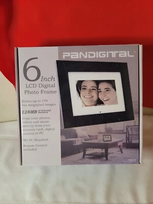 Pandigital PAN602-W LCD Digital Photo Picture Video Frame 6" Inches Black - NEW  - Image 1 of 4