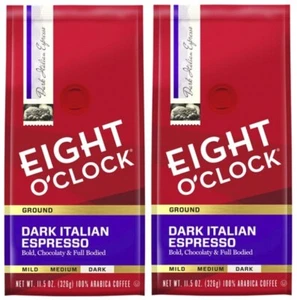 Eight O'Clock Dark Italian Espresso Roast Ground Coffee, 11.5 oz (2 Bags) Bold - Picture 1 of 2