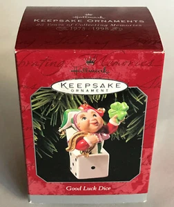 1998 HALLMARK Good Luck Dice Keepsake ORNAMENT Horseshoe Four Leaf Clover NIB - Picture 1 of 1