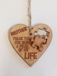 A93 BROTHER Keepsake plaque sign Thank You Jigsaw Present Piece Of My Life - Picture 1 of 4