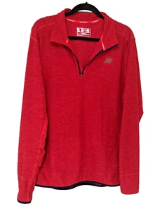 New Balance Mens XL Performance Jacket Red N Transit 1/4 Zip Layering Run Cycle - Picture 1 of 8