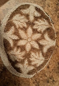 Beautiful Vintage Heirloom Beaded Finger Purse w/Ivory and Beige Delicate Boho - Picture 1 of 9