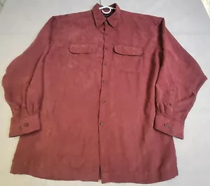 Van Heusen Shirt Soft Suede Men's L 16-16.5 Long Sleeves Red 100% Polyester - Picture 1 of 9