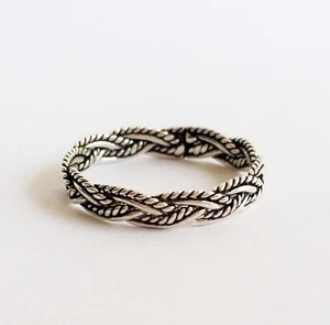Anillo de boda vintage con cuerda trenza de plata esterlina 925 5.5 6.5 7.5 8.5 NUEVO - Imagen 1 de 6